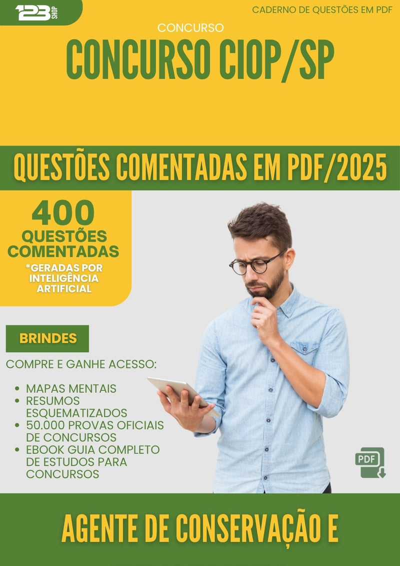 1000 Questões Comentadas para Concurso Agente De Conservacao E Infraestrutura Ciop Sp 2025 - 400 Questões