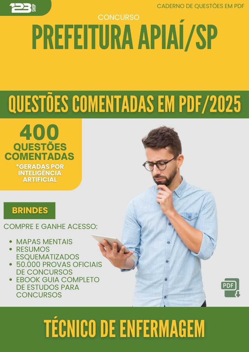 1000 Questões Comentadas para Concurso Tecnico De Enfermagem da Prefeitura Apiai Sp 2025 - 400 Questões