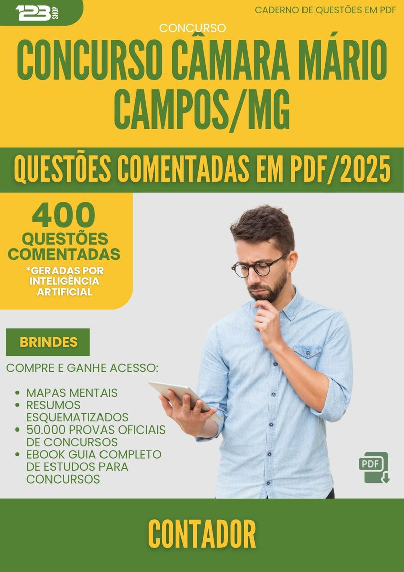 1000 Questões Comentadas para Concurso Contador Camara da Prefeitura Mario Campos Mg 2025 - 400 Questões