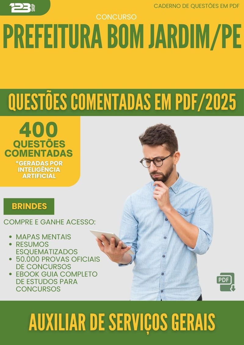 1000 Questões Comentadas para Concurso Auxiliar De Servicos Gerais da Prefeitura Bom Jardim Pe 2025 - 400 Questões