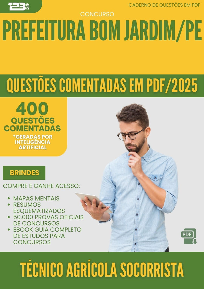 1000 Questões Comentadas para Concurso Tecnico Agricola Socorrista da Prefeitura Bom Jardim Pe 2025 - 400 Questões
