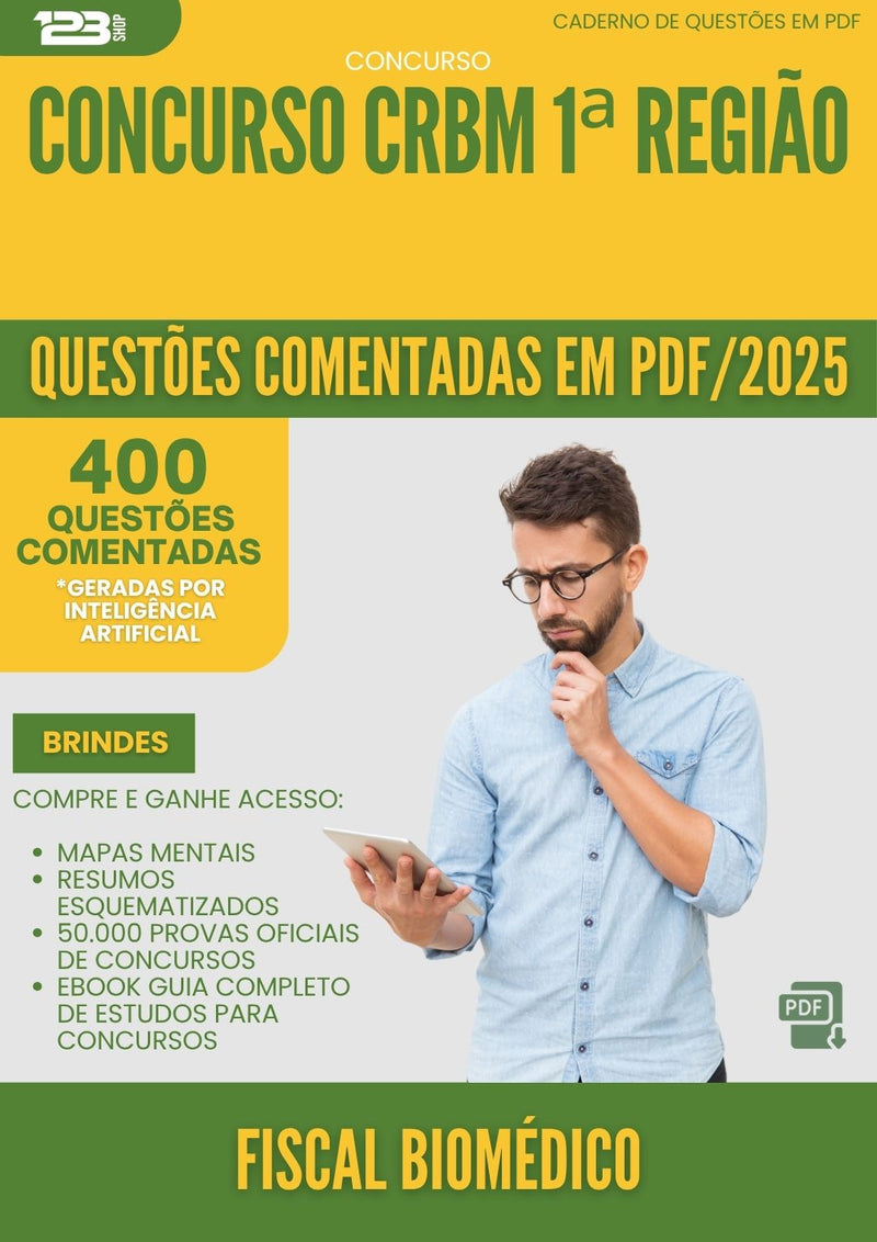 1000 Questões Comentadas para Concurso Fiscal Biomedico Crbm 1 Regiao 2025 - 400 Questões