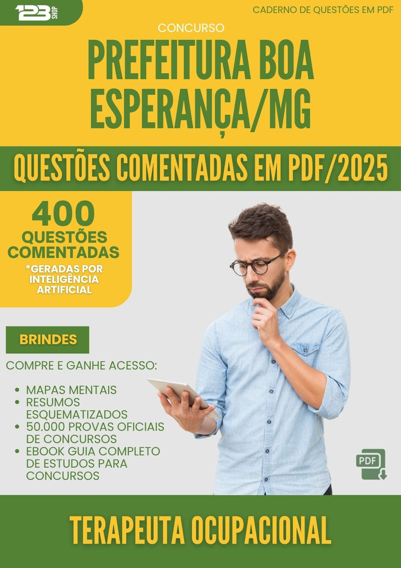 1000 Questões Comentadas para Concurso Terapeuta Ocupacional da Prefeitura Boa Esperanca Mg 2025 - 400 Questões