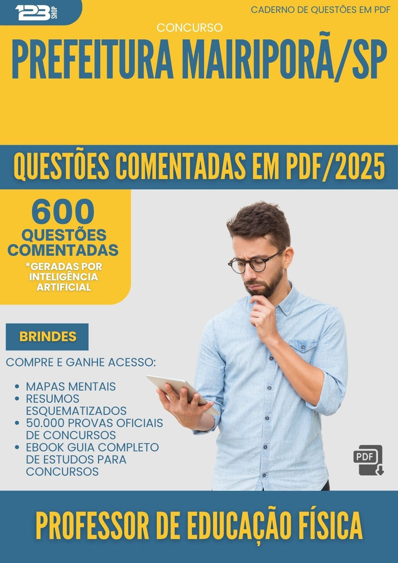 1000 Questões Comentadas para Concurso Professor De Educacao Fisica da Prefeitura Mairipora Sp 2025 - 600 Questões