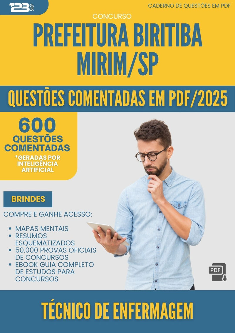 1000 Questões Comentadas para Concurso Tecnico De Enfermagem da Prefeitura Biritiba Mirim Sp 2025 - 600 Questões