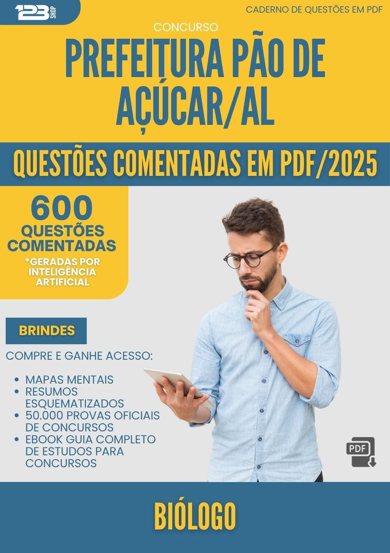 1000 Questões Comentadas para Concurso Biologo da Prefeitura Pao De Acucar Al 2025 - 600 Questões