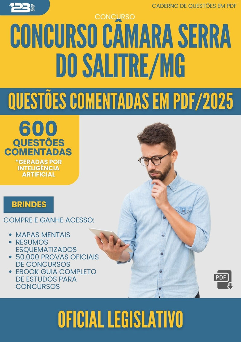 1000 Questões Comentadas para Concurso Oficial Legislativo Camara Serra Do da Prefeitura Salitre Mg 2025 - 600 Questões