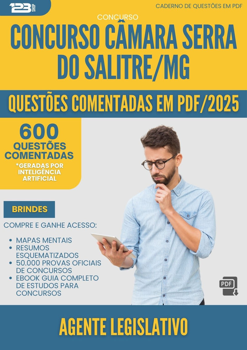 1000 Questões Comentadas para Concurso Agente Legislativo Camara Serra Do da Prefeitura Salitre Mg 2025 - 600 Questões
