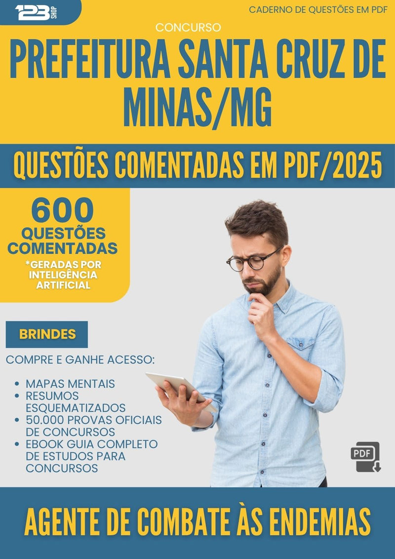 1000 Questões Comentadas para Concurso Agente De Combate As Endemias Santa da Prefeitura Cruz De Minas Mg 2025 - 600 Questões