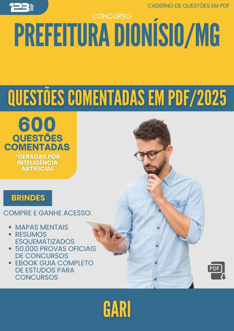 1000 Questões Comentadas para Concurso Gari da Prefeitura Dionisio Mg 2025 - 600 Questões