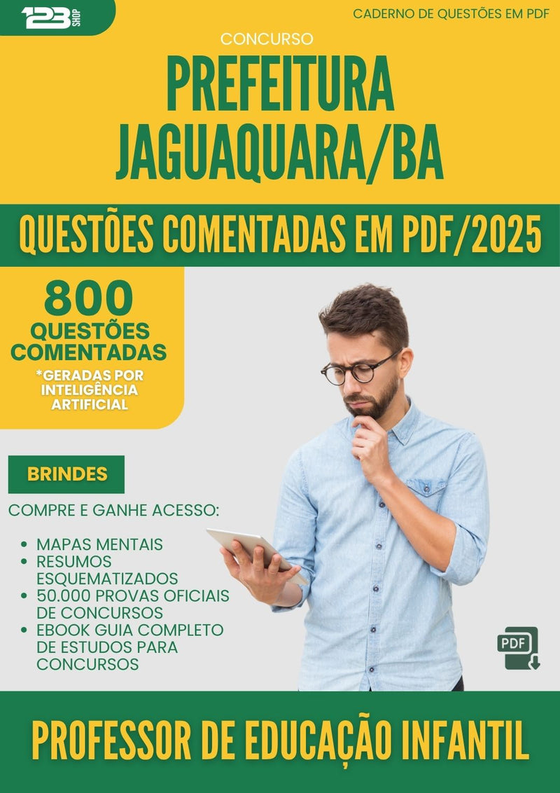 1000 Questões Comentadas para Concurso Professor De Educacao Infantil da Prefeitura Jaguaquara Ba 2025 - 800 Questões