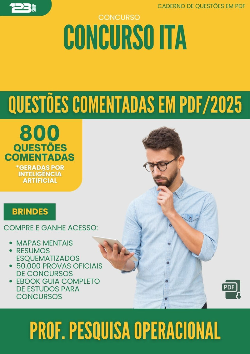 1000 Questões Comentadas para Concurso Professor Pesquisa Operacional da Prefeitura Ita 2025 - 800 Questões