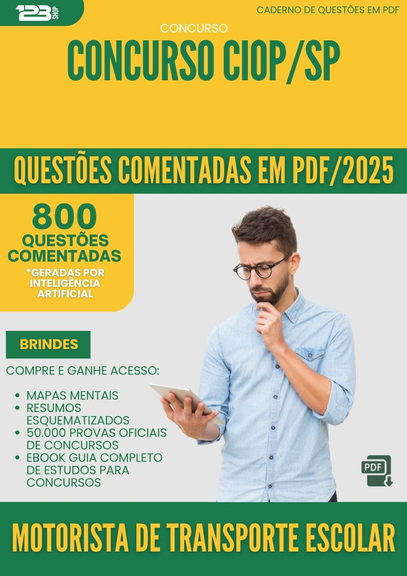 1000 Questões Comentadas para Concurso Motorista De Transporte Escolar Ciop Sp 2025 - 800 Questões