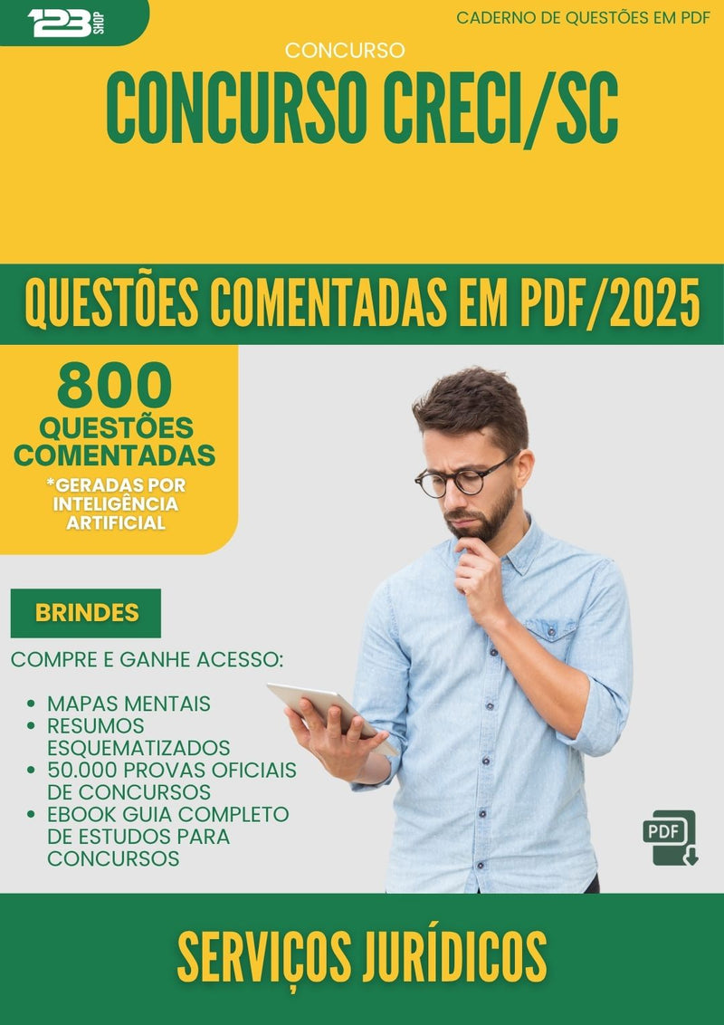 1000 Questões Comentadas para Concurso Servicos Juridicos Creci Sc 2025 - 800 Questões