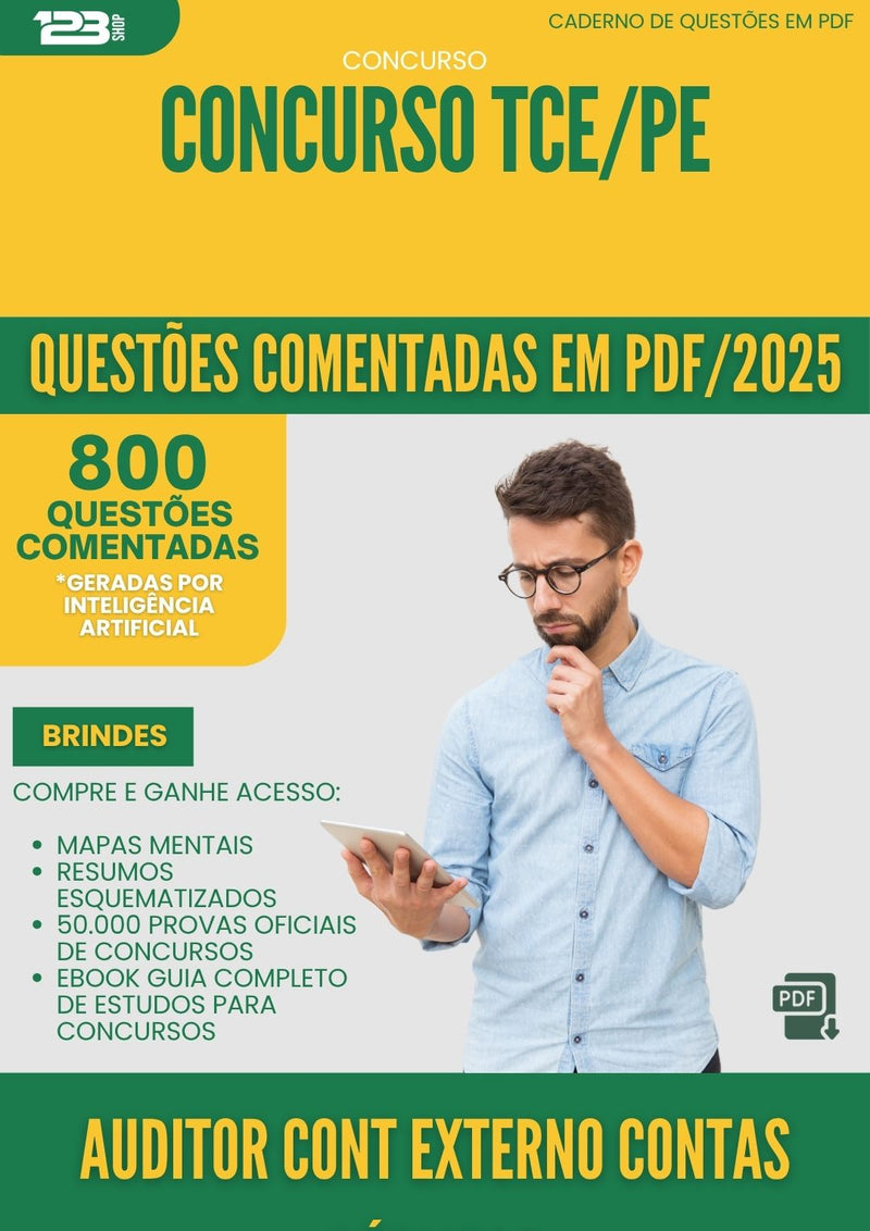 1000 Questões Comentadas para Concurso Auditor De Controle Externo Contas Publicas Tce Pe 2025 - 800 Questões