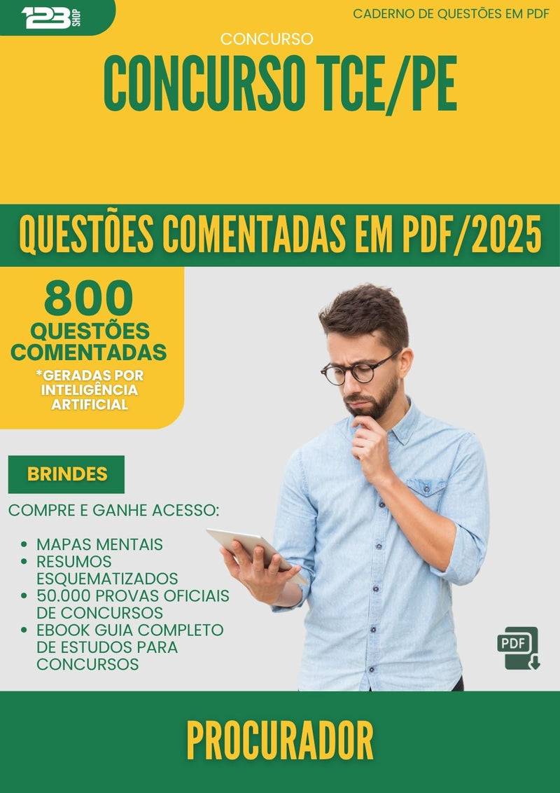 1000 Questões Comentadas para Concurso Procurador Tce Pe 2025 - 800 Questões