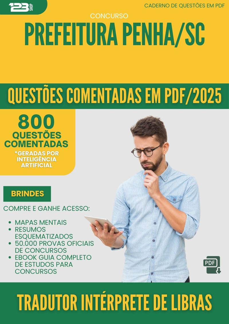 1000 Questões Comentadas para Concurso Tradutor Interprete De Libras da Prefeitura Penha Sc 2025 - 800 Questões