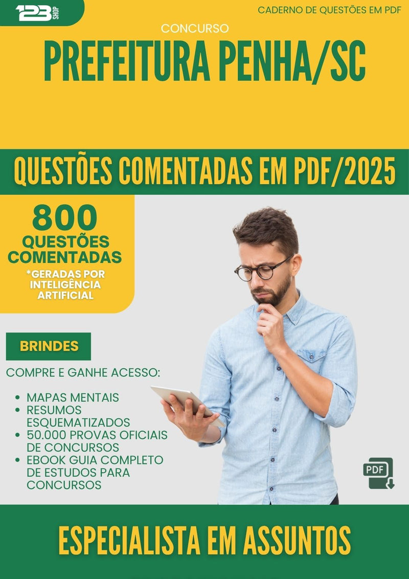 1000 Questões Comentadas para Concurso Especialista Em Assuntos Educacionais da Prefeitura Penha Sc 2025 - 800 Questões