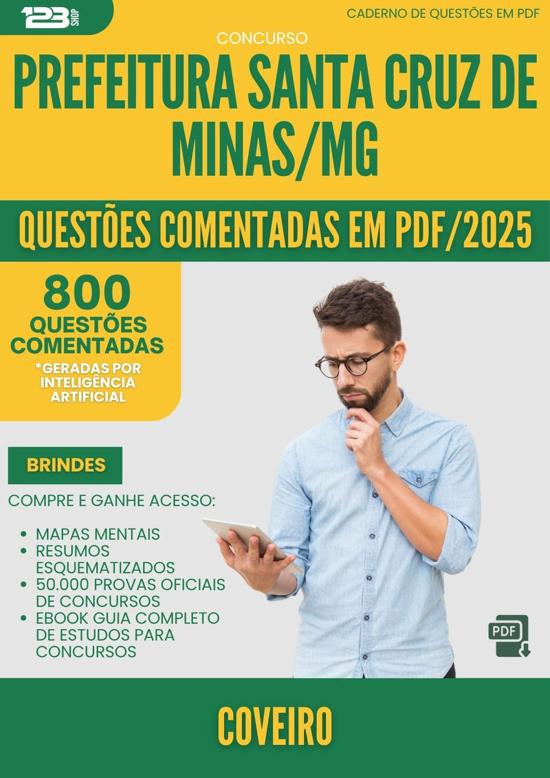 1000 Questões Comentadas para Concurso Coveiro Santa da Prefeitura Cruz De Minas Mg 2025 - 800 Questões