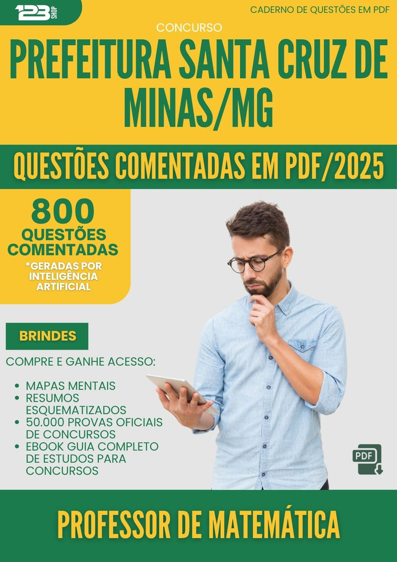 1000 Questões Comentadas para Concurso Professor De Matematica Santa da Prefeitura Cruz De Minas Mg 2025 - 800 Questões