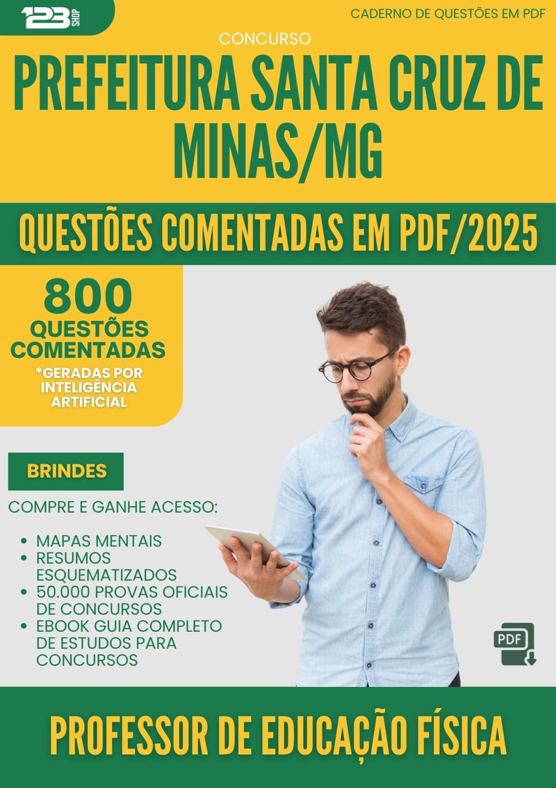 1000 Questões Comentadas para Concurso Professor De Educacao Fisica Santa da Prefeitura Cruz De Minas Mg 2025 - 800 Questões