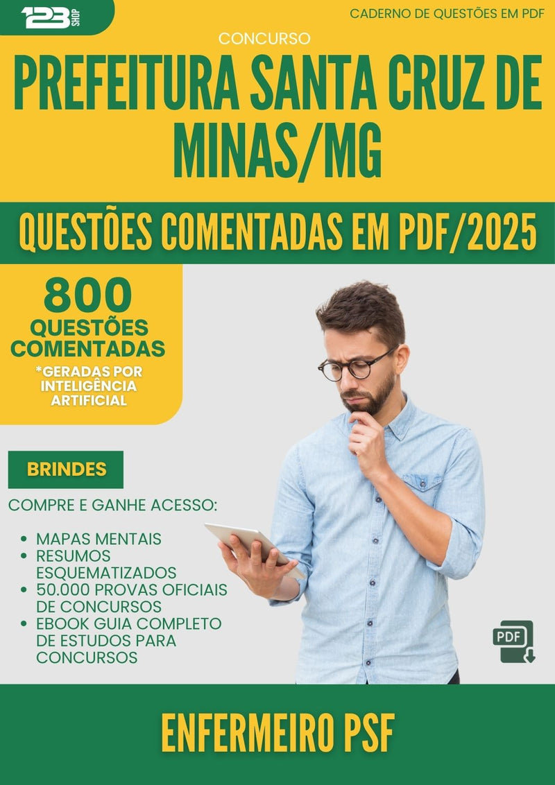1000 Questões Comentadas para Concurso Enfermeiro Psf Santa da Prefeitura Cruz De Minas Mg 2025 - 800 Questões