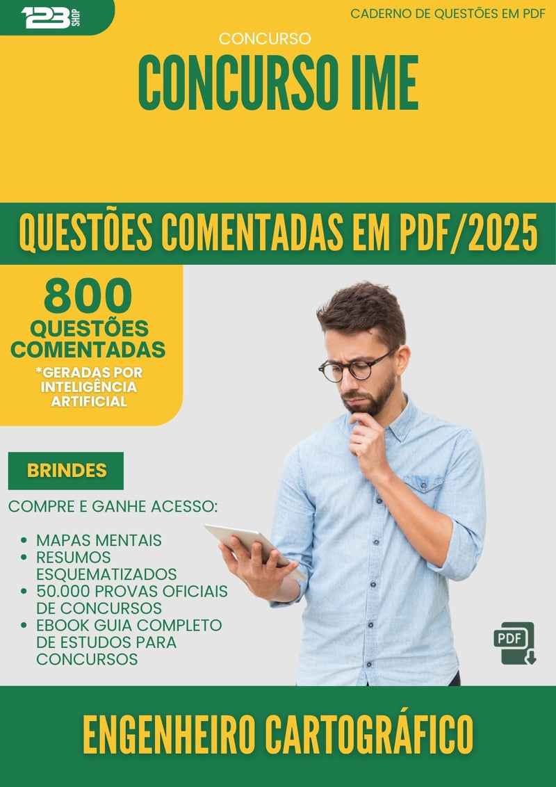 1000 Questões Comentadas para Concurso Engenheiro Cartografico Ime 2025 - 800 Questões
