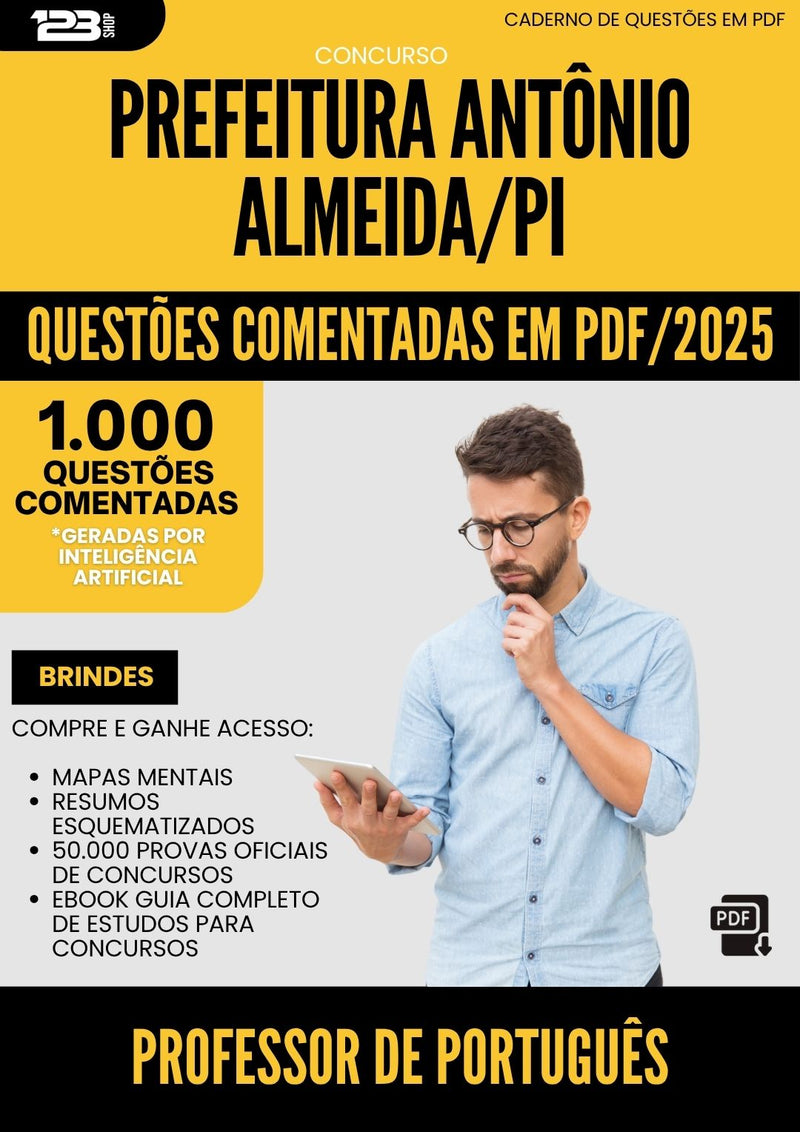 1000 Questões Comentadas para Concurso Professor De Portugues da Prefeitura Antonio Almeida Pi 2025 - 1000 Questões