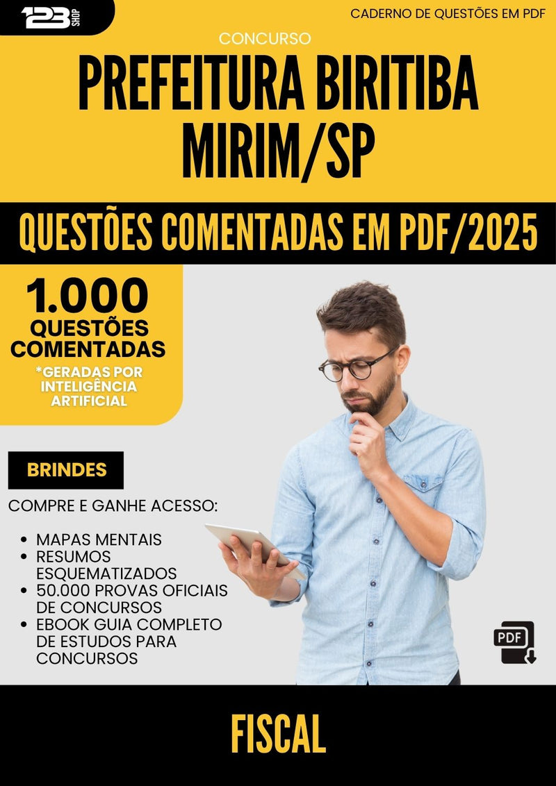 1000 Questões Comentadas para Concurso Fiscal da Prefeitura Biritiba Mirim Sp 2025 - 1000 Questões