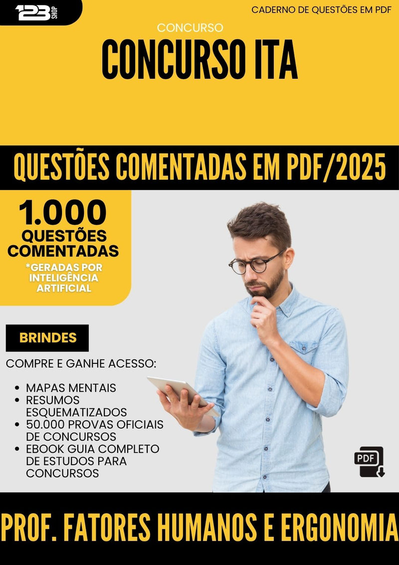 1000 Questões Comentadas para Concurso Professor Fatores Humanos E Ergonomia da Prefeitura Ita 2025 - 1000 Questões