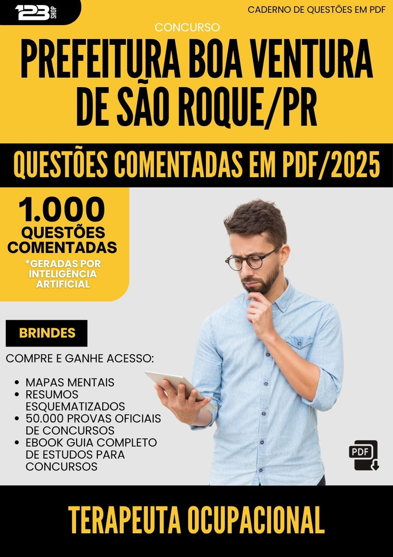 1000 Questões Comentadas para Concurso Terapeuta Ocupacional da Prefeitura Boa Ventura De Sao Roque Pr 2025 - 1000 Questões
