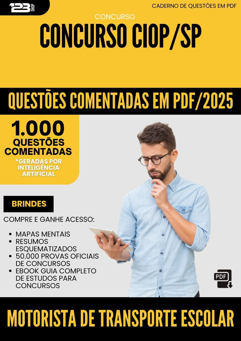 1000 Questões Comentadas para Concurso Motorista De Transporte Escolar Ciop Sp 2025 - 1000 Questões