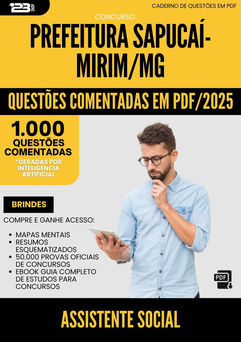 1000 Questões Comentadas para Concurso Assistente Social Sapucai Mirim Mg 2025 - 1000 Questões
