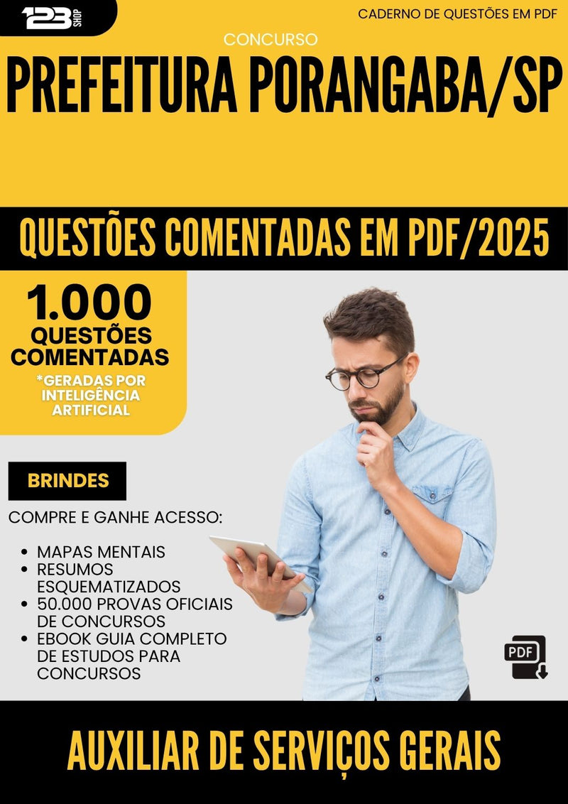 1000 Questões Comentadas para Concurso Auxiliar De Servicos Gerais da Prefeitura Porangaba Sp 2025 - 1000 Questões