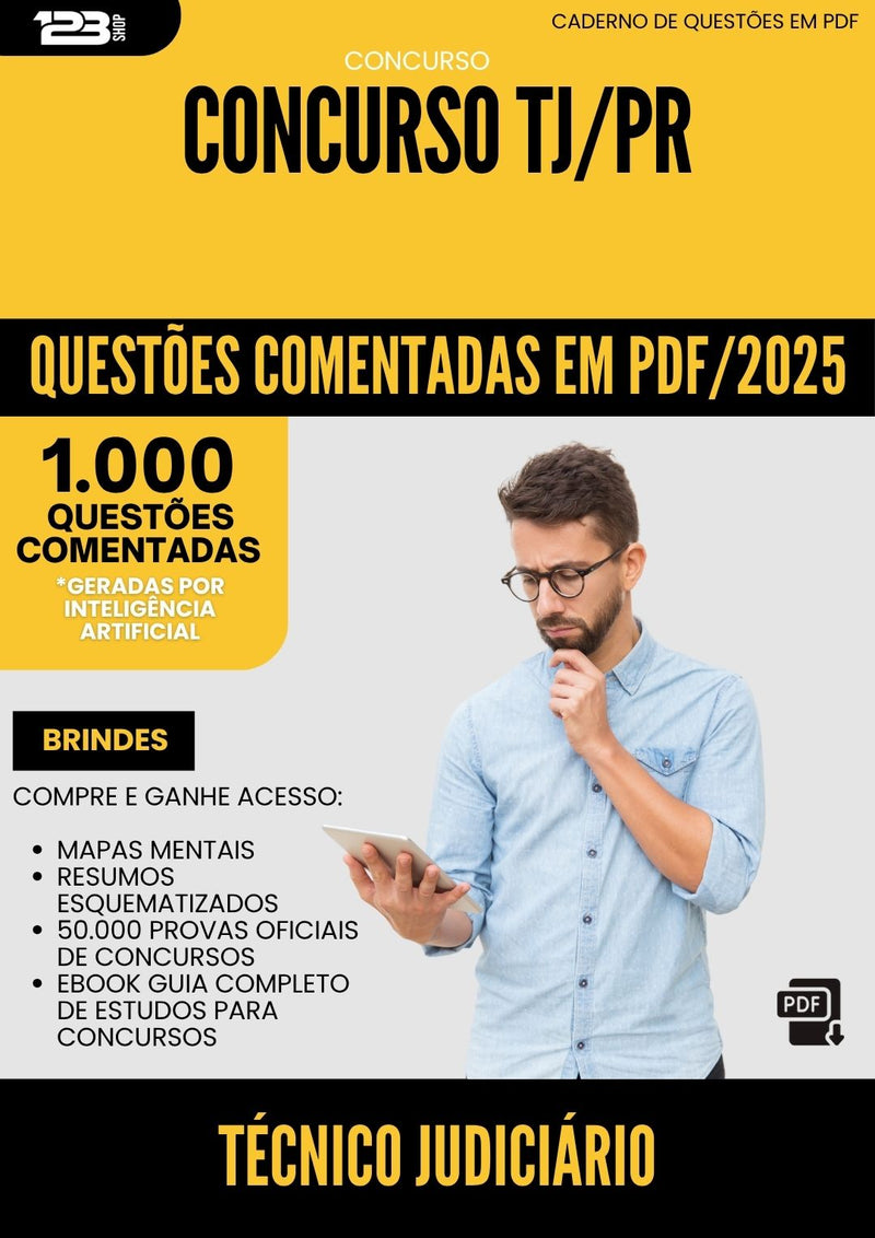 1000 Questões Comentadas para Concurso Tecnico Judiciario Tj Pr 2025 - 1000 Questões