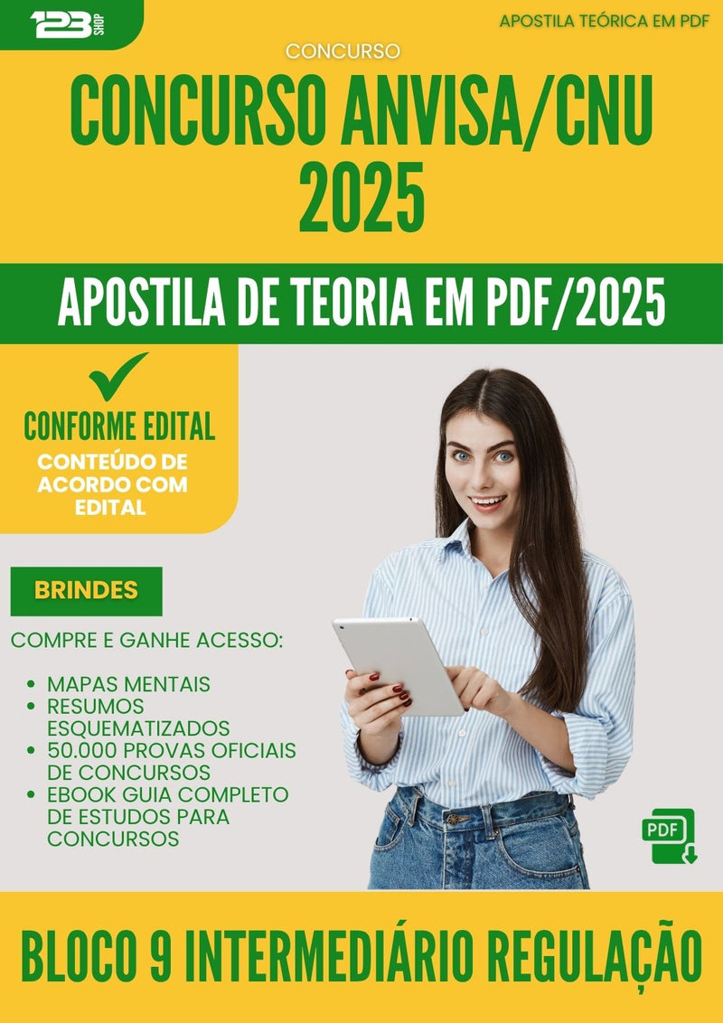 Apostila Teórica para Concurso Bloco 9 Intermediario Regulacao Anvisa Cnu 2025 - Conteúdo de Acordo com Edital