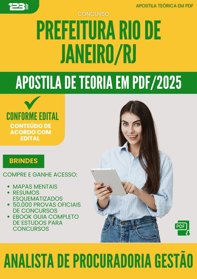 Apostila Teórica para Concurso Analista De Procuradoria Gestao da Prefeitura Rio De Janeiro Rj 2025 - Conteúdo de Acordo com Edital