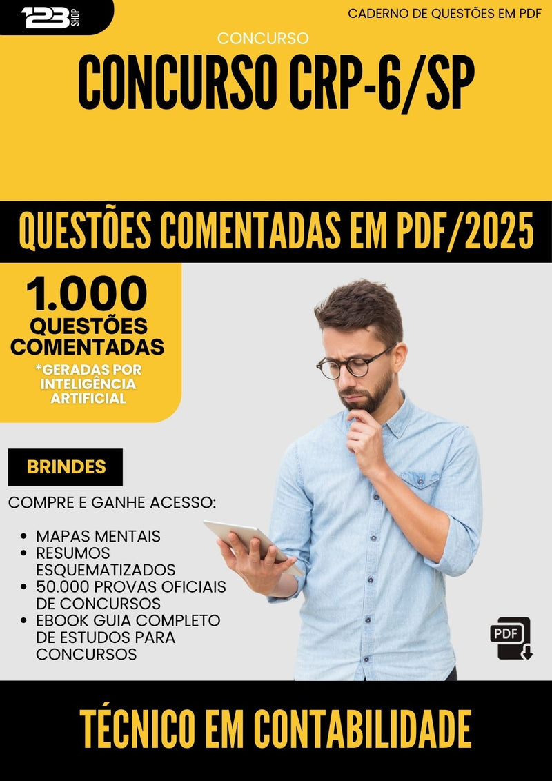 1000 Questões Comentadas para Concurso Tecnico Em Contabilidade Crp 6 Sp 2025 - 1000 Questões
