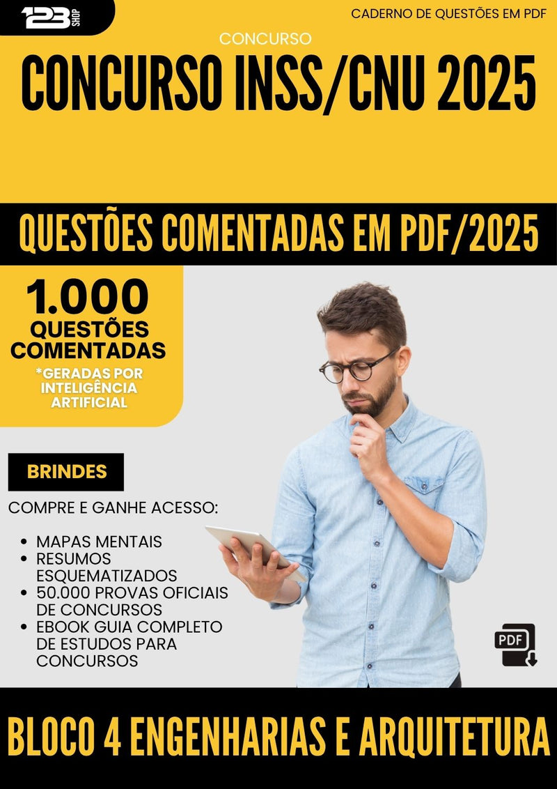 1000 Questões Comentadas para Concurso Bloco 4 Engenharias E Arquitetura Inss Cnu 2025 - 1000 Questões