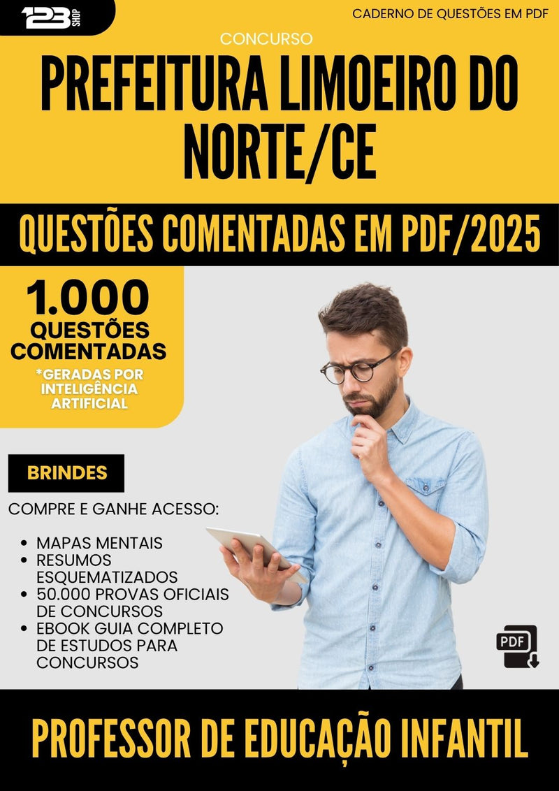 1000 Questões Comentadas para Concurso Professor De Educacao Infantil da Prefeitura Limoeiro Do Norte Ce 2025 - 1000 Questões