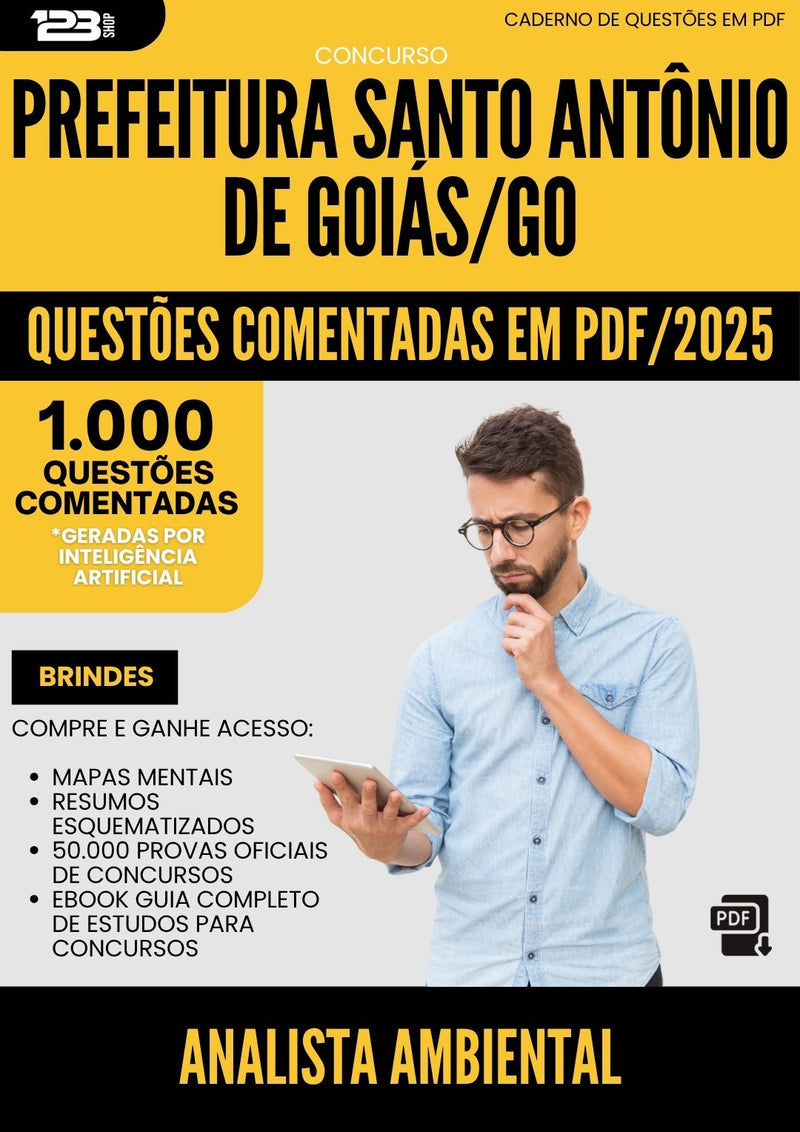 1000 Questões Comentadas para Concurso Analista Ambiental Santo Antonio De da Prefeitura Goias Go 2025 - 1000 Questões