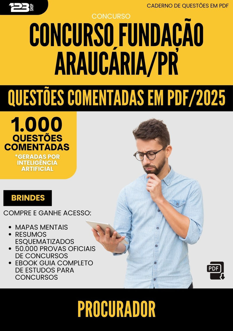 1000 Questões Comentadas para Concurso Procurador Fundacao da Prefeitura Araucaria Pr 2025 - 1000 Questões