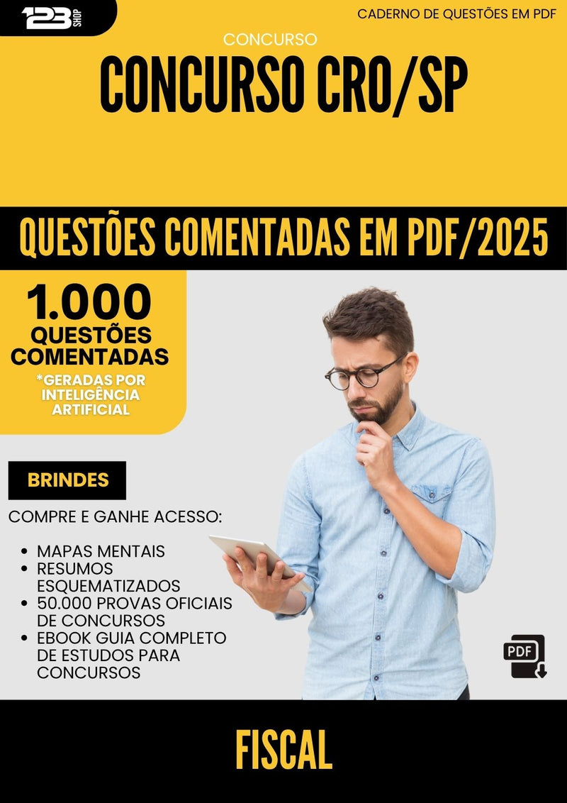 1000 Questões Comentadas para Concurso Fiscal Cro Sp 2025 - 1000 Questões