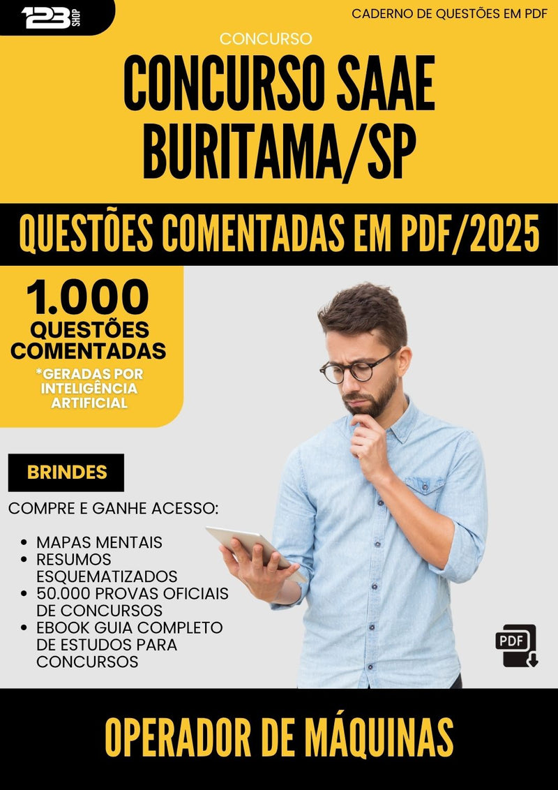 1000 Questões Comentadas para Concurso Operador De Maquinas Saae da Prefeitura Buritama Sp 2025 - 1000 Questões