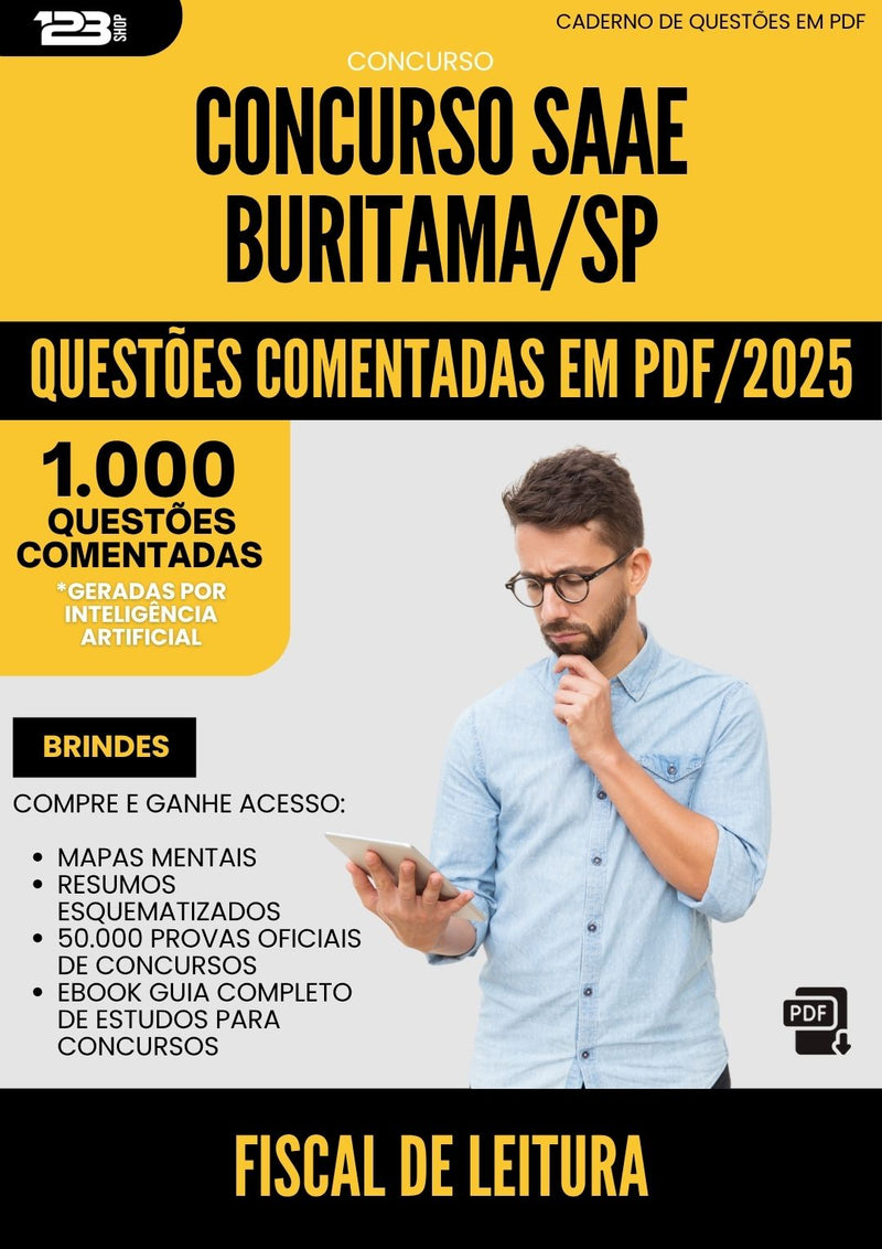 1000 Questões Comentadas para Concurso Fiscal De Leitura Saae da Prefeitura Buritama Sp 2025 - 1000 Questões