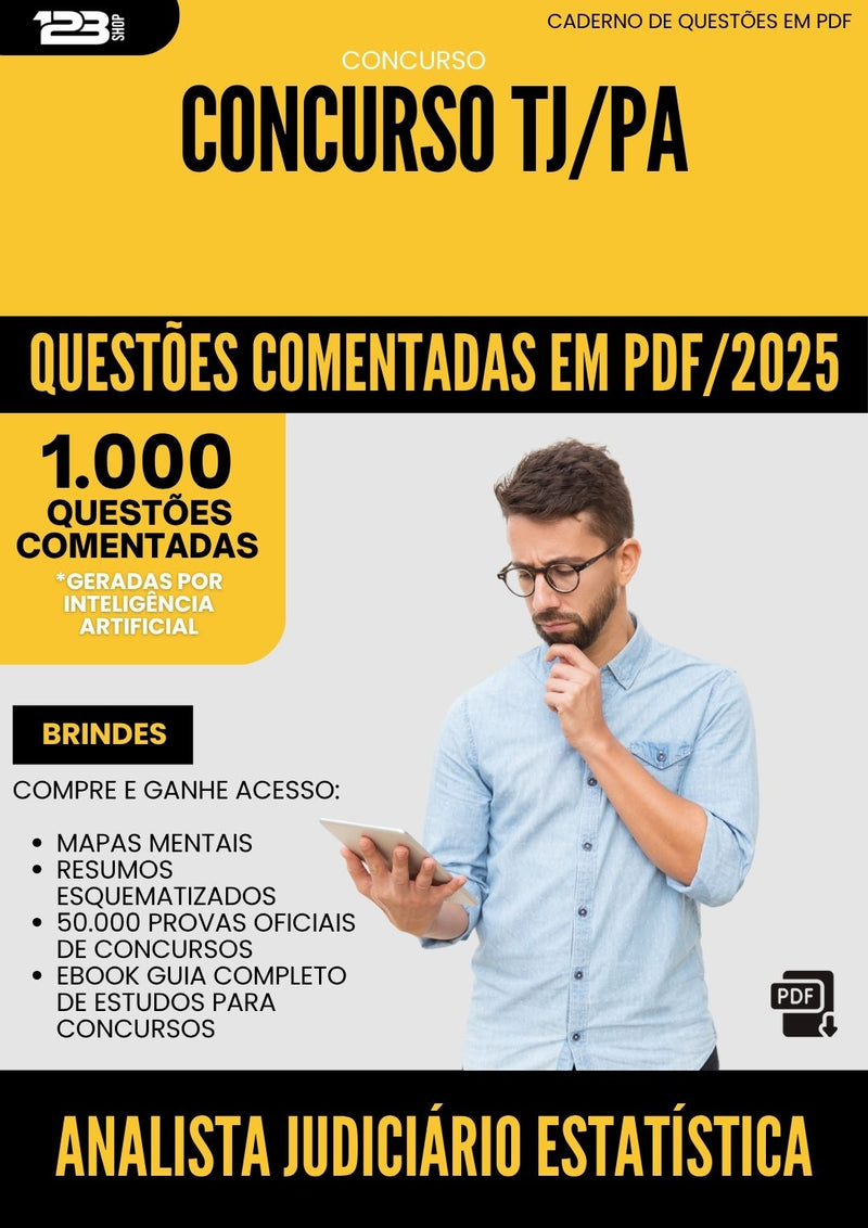 1000 Questões Comentadas para Concurso Analista Judiciario Estatistica Tj Pa 2025 - 1000 Questões