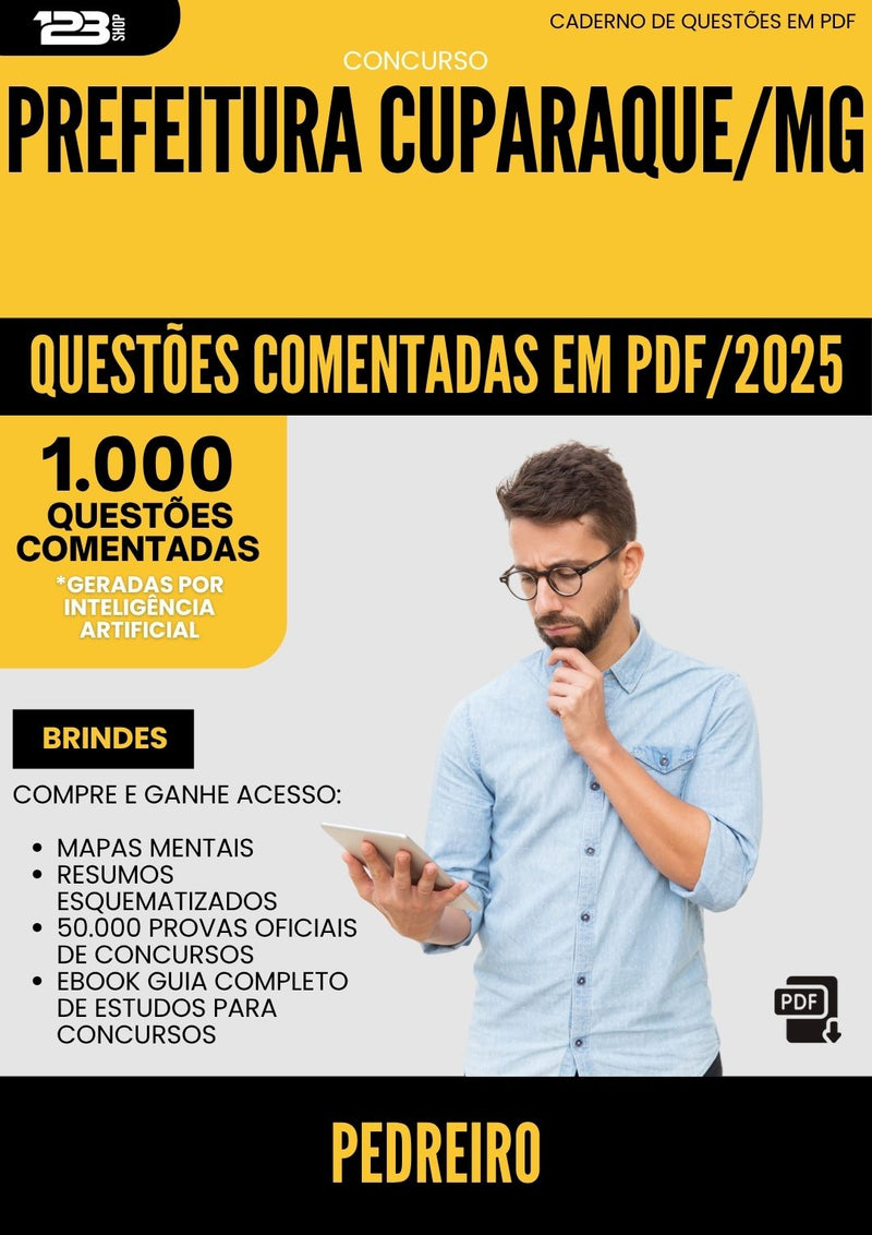 1000 Questões Comentadas para Concurso Pedreiro da Prefeitura Cuparaque Mg 2025 - 1000 Questões