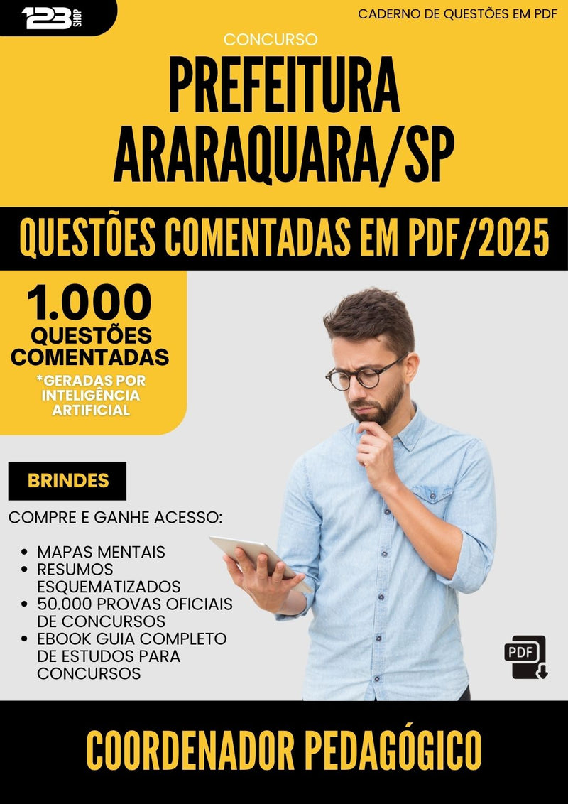 1000 Questões Comentadas para Concurso Coordenador Pedagogico da Prefeitura Araraquara Sp 2025 - 1000 Questões