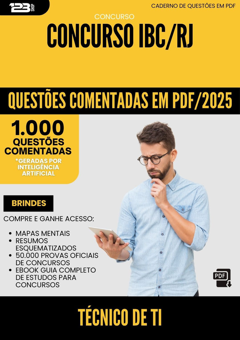 1000 Questões Comentadas para Concurso Tecnico De Ti Ibc Rj 2025 - 1000 Questões