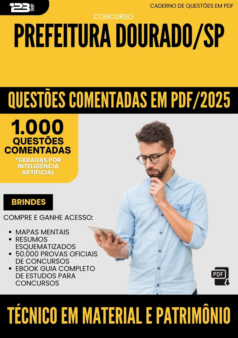 1000 Questões Comentadas para Concurso Tecnico Em Material E Patrimonio da Prefeitura Dourado Sp 2025 - 1000 Questões